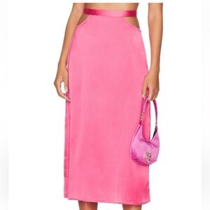 WeWoreWhat Satin Hip Cut Out Midi Skirt NWT